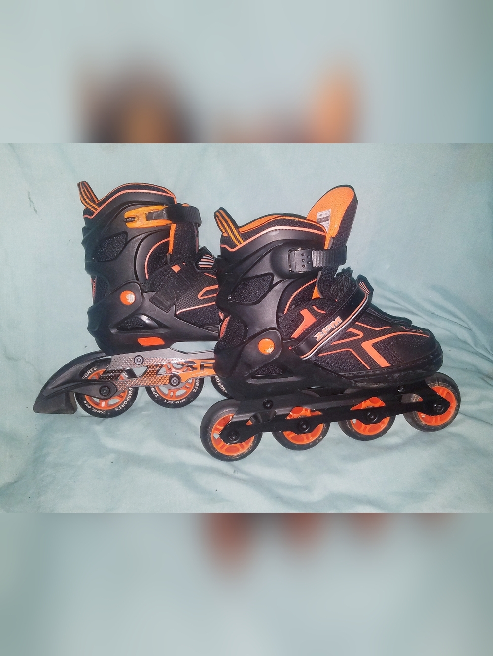 ZPM Sports Roller  Blades Skates Youth 4Y - 7Y Large Black and Orange Adjustable